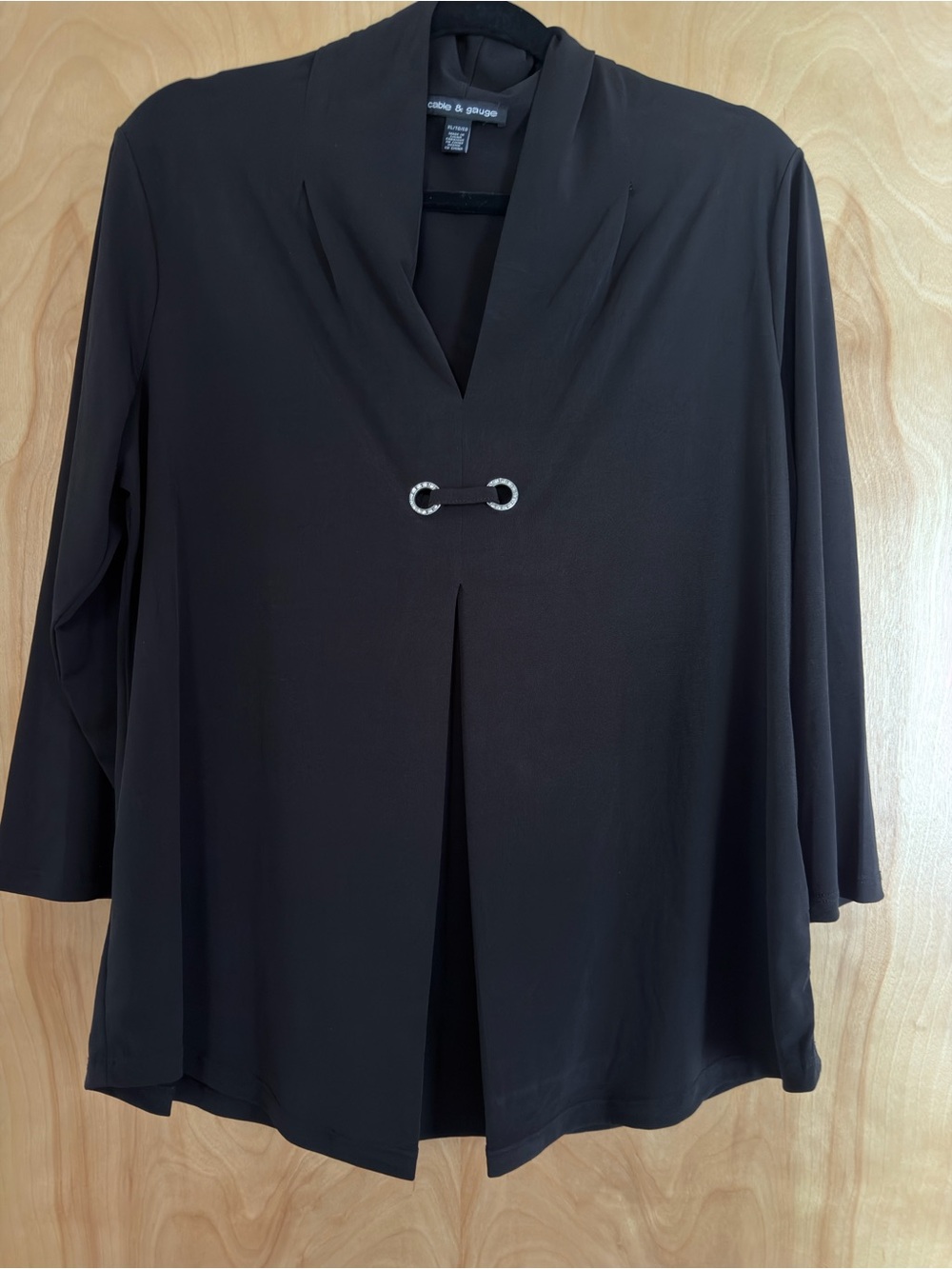 Cable & Gauge Black Open-Front Top with Rhinestone Grommet Detail